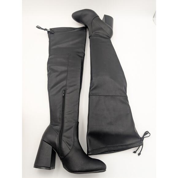 Wild Diva Cross-01 Over The Knee Low Chunky Block Heel Boots Size US5.5 EU36 - Picture 13 of 16